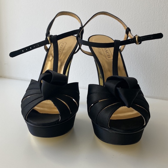 Coach Satin Bow Platform High Heel Strapy Sandals - Picture 4 of 9